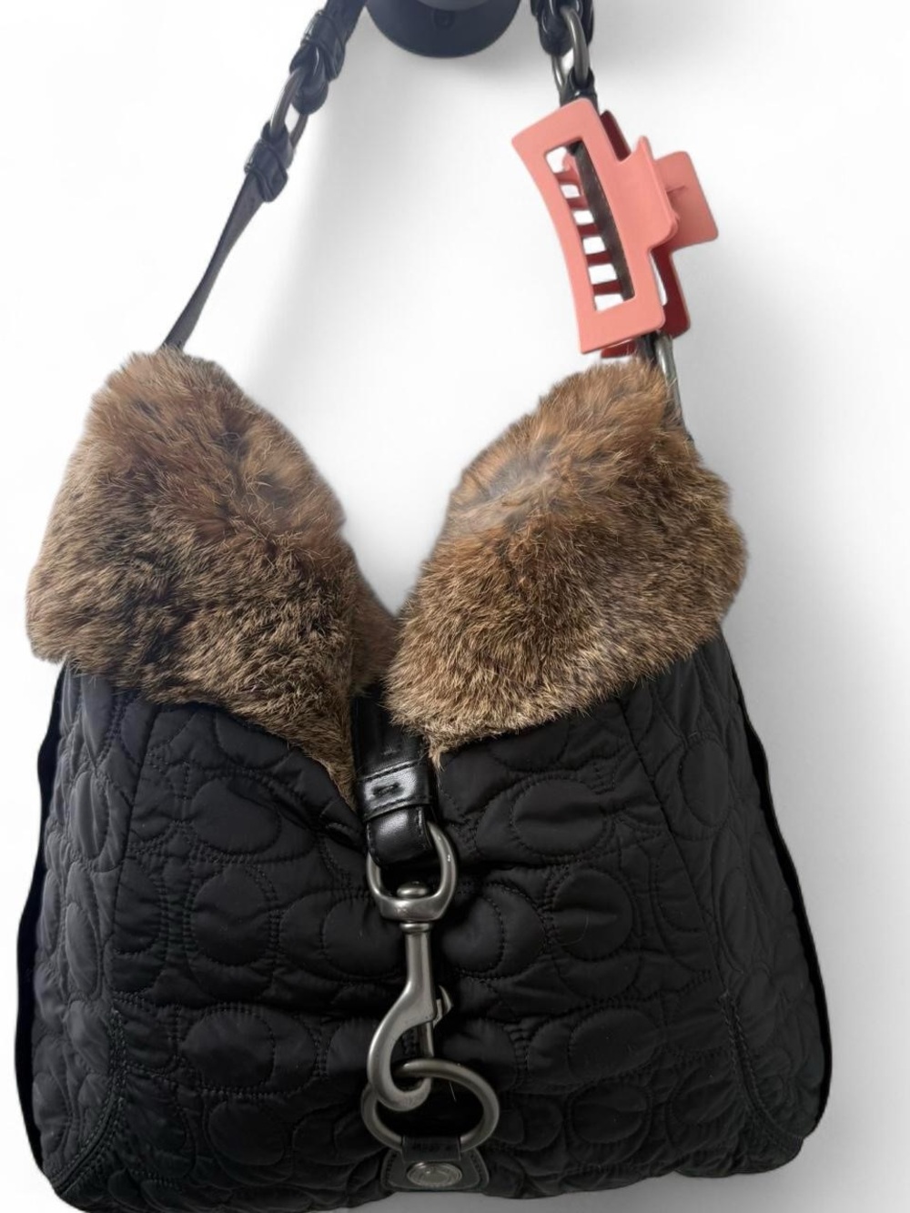 Vintage Fur quilted Coach bag